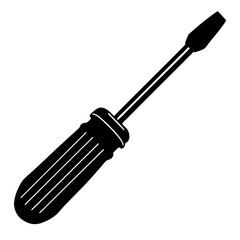 screwdriver black silhouette vector, Simple silhouette Design vector icon with white background.