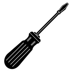 screwdriver black silhouette vector, Simple silhouette Design vector icon with white background.