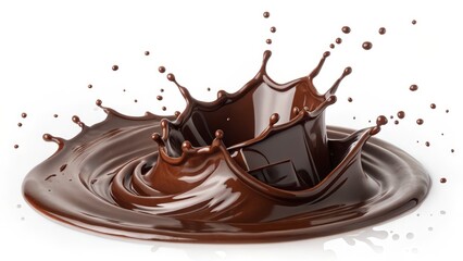 Chocolate Splash Isolated on White Background, melted chocolate, cocoa