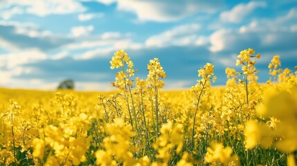 Obraz premium National Geographic Endless fields of bright yellow canola flowers swaying in the wind.