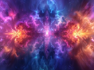 Fototapeta premium Vibrant cosmic explosion in abstract digital artwork