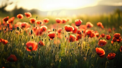 Obraz premium National Geographic A field of wild poppies swaying in the warm summer breeze.