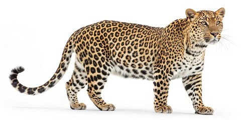 Leopard Rosette Coat, Isolated on White Background, Wildlife Photography, Big Cat Wildlife, Big Cats