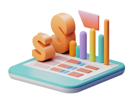 A 3D financial statement icon, ideal for business and finance-related visuals.