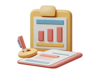A 3D financial statement icon, ideal for business and finance-related visuals.