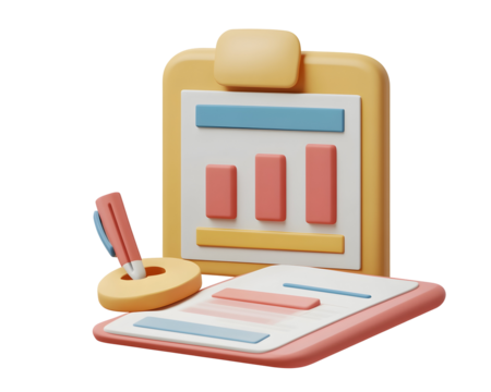 A 3D financial statement icon, ideal for business and finance-related visuals.