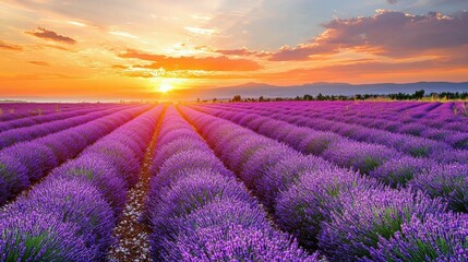 Fototapeta premium National Geographic A lavender field stretching endlessly under a glowing sunset.
