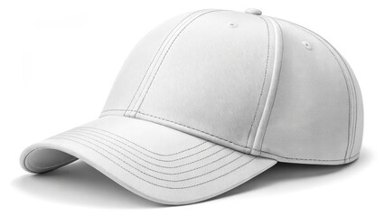 Fototapeta premium White Baseball Cap Mockup, Isolated on White Background, cap design, apparel ,headwear,baseball cap