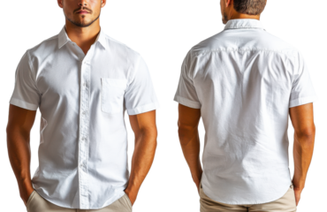 stylish white short sleeve shirt for men, showcasing modern fit and pocket detail. Perfect for casual or semi formal occasions