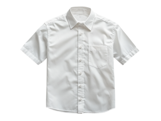 classic short sleeve white shirt with button down collar and pocket. Perfect for casual or formal occasions