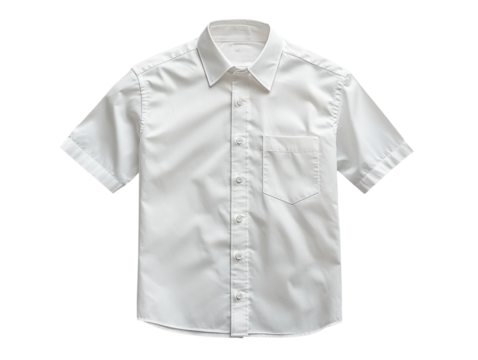 classic short sleeve white shirt with button down collar and pocket. Perfect for casual or formal occasions