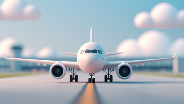 Airplane, Cartoon Airplane, Airplane Taking Off, Airport, Cartoon, Background Image, Travel, Trip, Propeller, Sky, Soaring, Flying, Takeoff, Landing, Illustration, Terminal, Minimalist, Minimalist Sty