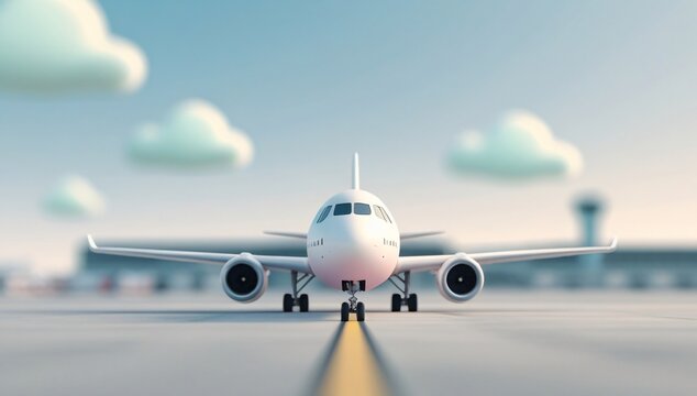 Airplane, Cartoon Airplane, Airplane Taking Off, Airport, Cartoon, Background Image, Travel, Trip, Propeller, Sky, Soaring, Flying, Takeoff, Landing, Illustration, Terminal, Minimalist, Minimalist Sty