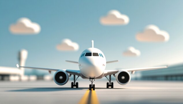 Airplane, Cartoon Airplane, Airplane Taking Off, Airport, Cartoon, Background Image, Travel, Trip, Propeller, Sky, Soaring, Flying, Takeoff, Landing, Illustration, Terminal, Minimalist, Minimalist Sty