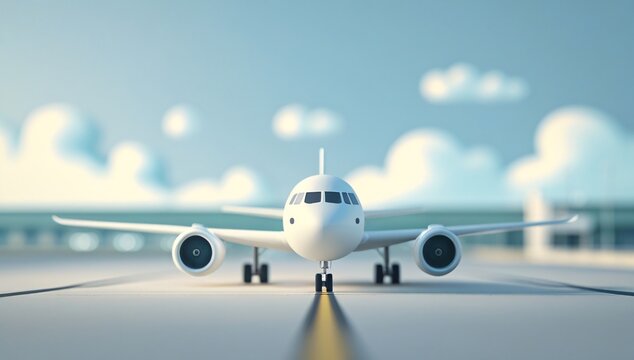 Airplane, Cartoon Airplane, Airplane Taking Off, Airport, Cartoon, Background Image, Travel, Trip, Propeller, Sky, Soaring, Flying, Takeoff, Landing, Illustration, Terminal, Minimalist, Minimalist Sty