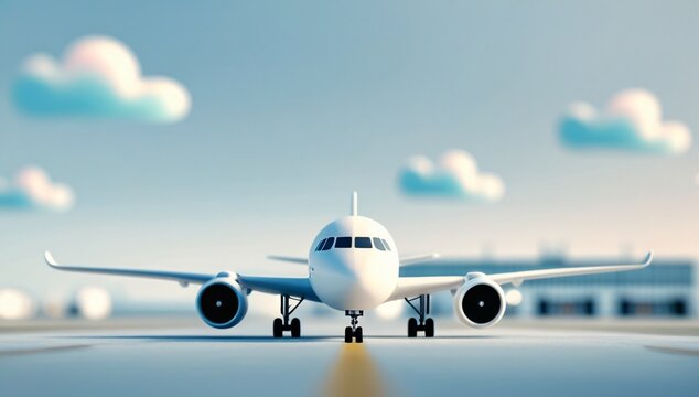 Airplane, Cartoon Airplane, Airplane Taking Off, Airport, Cartoon, Background Image, Travel, Trip, Propeller, Sky, Soaring, Flying, Takeoff, Landing, Illustration, Terminal, Minimalist, Minimalist Sty