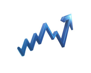 A blue graph with a rising arrow, symbolizing positive market trends.