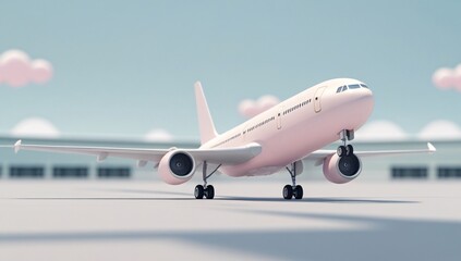 Airplane, Cartoon Airplane, Airplane Taking Off, Airport, Cartoon, Background Image, Travel, Trip, Propeller, Sky, Soaring, Flying, Takeoff, Landing, Illustration, Terminal, Minimalist, Minimalist Sty