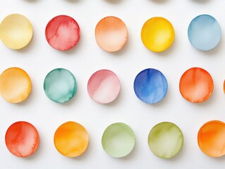 Obraz premium Watercolor Circles Pattern on White Paper