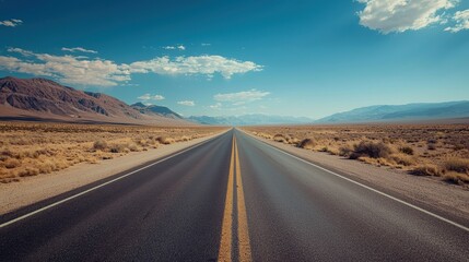 National Geographic An endless desert highway stretching toward the horizon.
