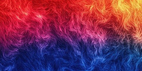 Obraz premium A vibrant gradient of red, orange, and blue hues creating an abstract fur texture pattern