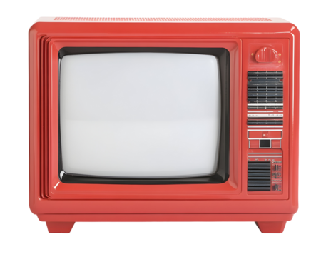 A classic red vintage television with a blank screen, representing nostalgia and retro technology.