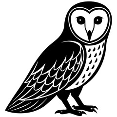 barn owl bird black silhouette vector, Simple silhouette Design vector icon with white background. Wild Animal Vector. Bird Vector 