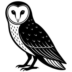 barn owl bird black silhouette vector, Simple silhouette Design vector icon with white background. Wild Animal Vector. Bird Vector 