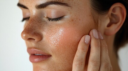 Woman face skincare routine close-up
