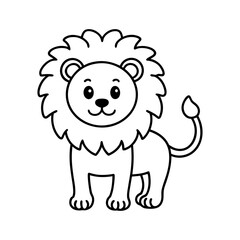 Cute Minimalist Lion Icon Adorable Cartoon Lion Line Art Logo