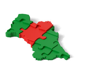 Turkmenistan puzzle map with copy space promoting tourism and cooperation