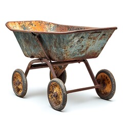 old wheelbarrow isolated on white