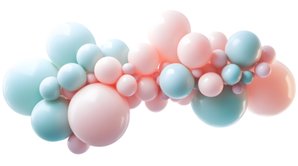 A delicate arrangement of pastel-colored balloons, softly glowing under the light.