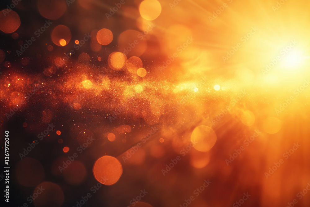 Aufkleber Abstract background with golden bokeh lights and sparkles, creating a warm and magical atmosphere.
