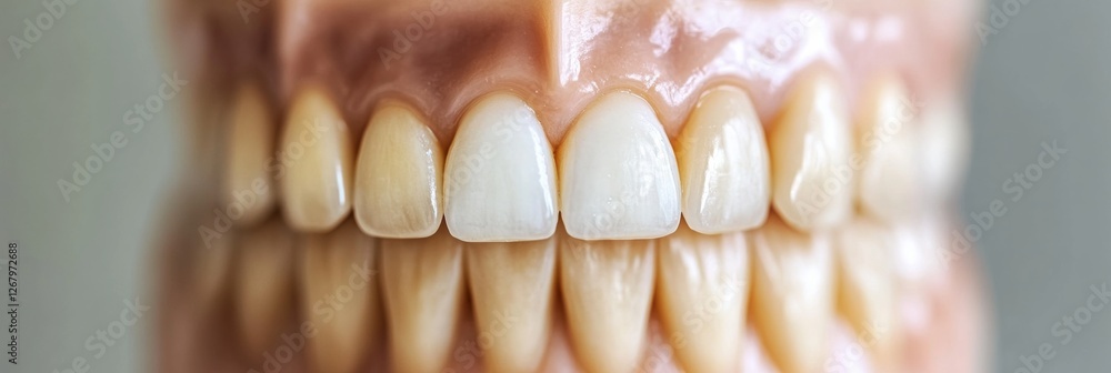 Poster Before and after whitening results showing close up of teeth contrasting color differences and improvements in shine. Generative AI