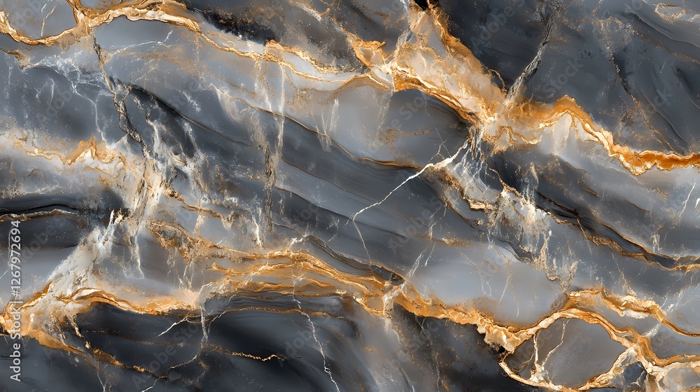 Poster artistic black and gold marble texture background suitable for design projects. generative ai