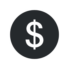 Minimalist Dollar Sign Icon – White Background, Flat Style, Financial Symbol