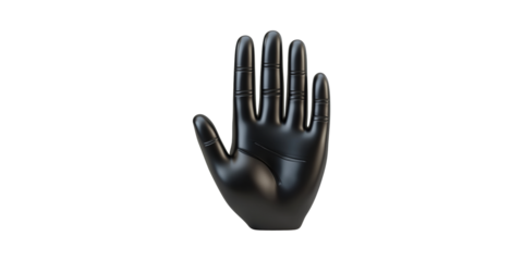 Black mannequin hand in a realistic gesture isolated on transparent background