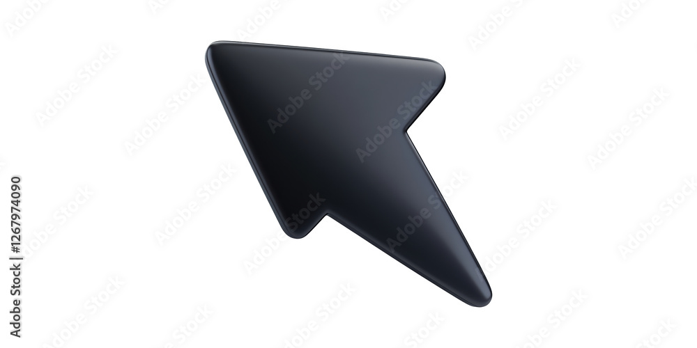 Poster Black computer cursor arrow symbol with a 3d appearance isolated on transparent background