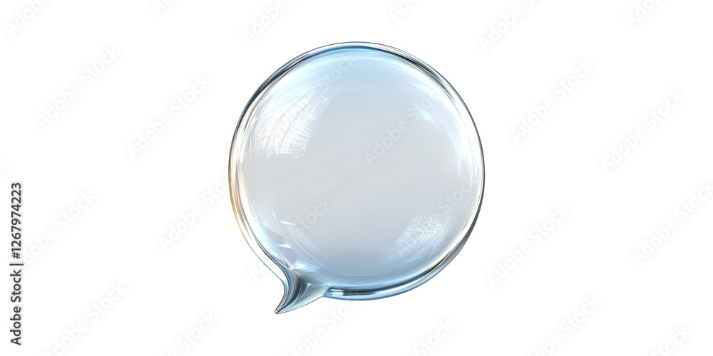 Poster Glass speech bubble for communication and messaging isolated on transparent background