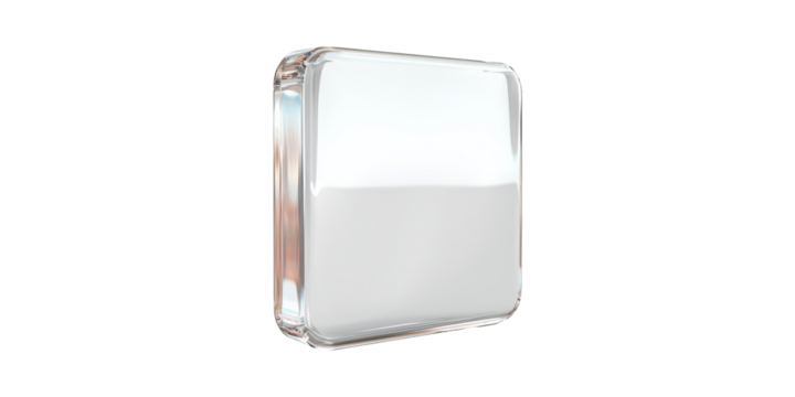 Transparent glass square block abstract shape isolated on transparent background