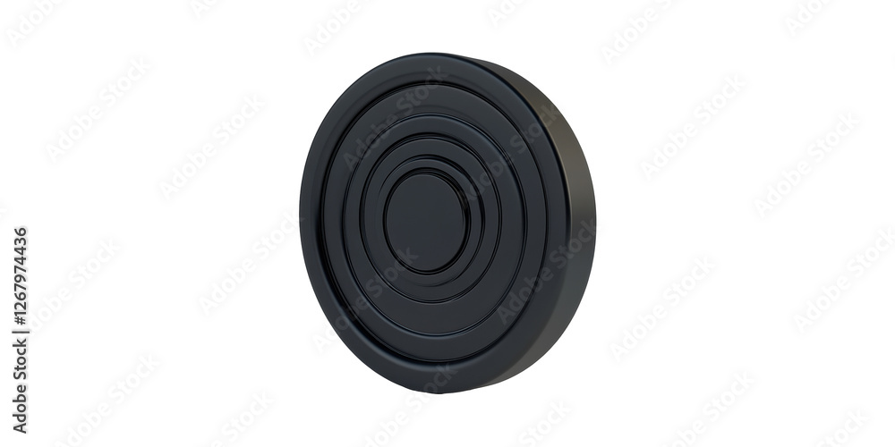 Poster black circular speaker with concentric circles isolated on transparent background