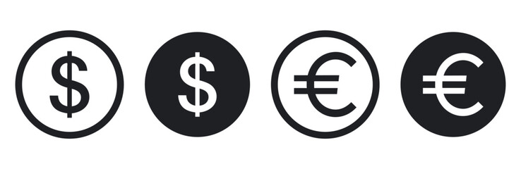 Digital Currency Icons Pack – Checkerboard Background, Flat Style