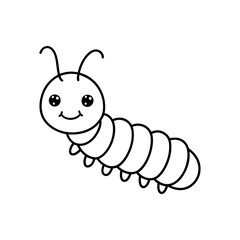 Cute Minimalist Caterpillar Icon Adorable Cartoon Caterpillar Line Art Logo