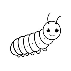 Cute Minimalist Caterpillar Icon Adorable Cartoon Caterpillar Line Art Logo