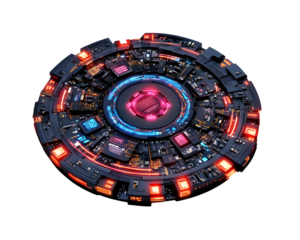 A futuristic microprocessor with glowing circuits, representing artificial intelligence and next-generation computing.