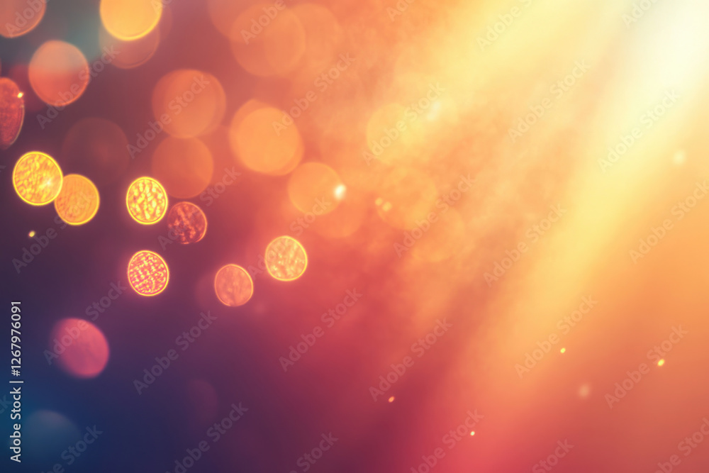 Poster Abstract background with warm, blurry bokeh lights creating a vibrant and festive atmosphere.