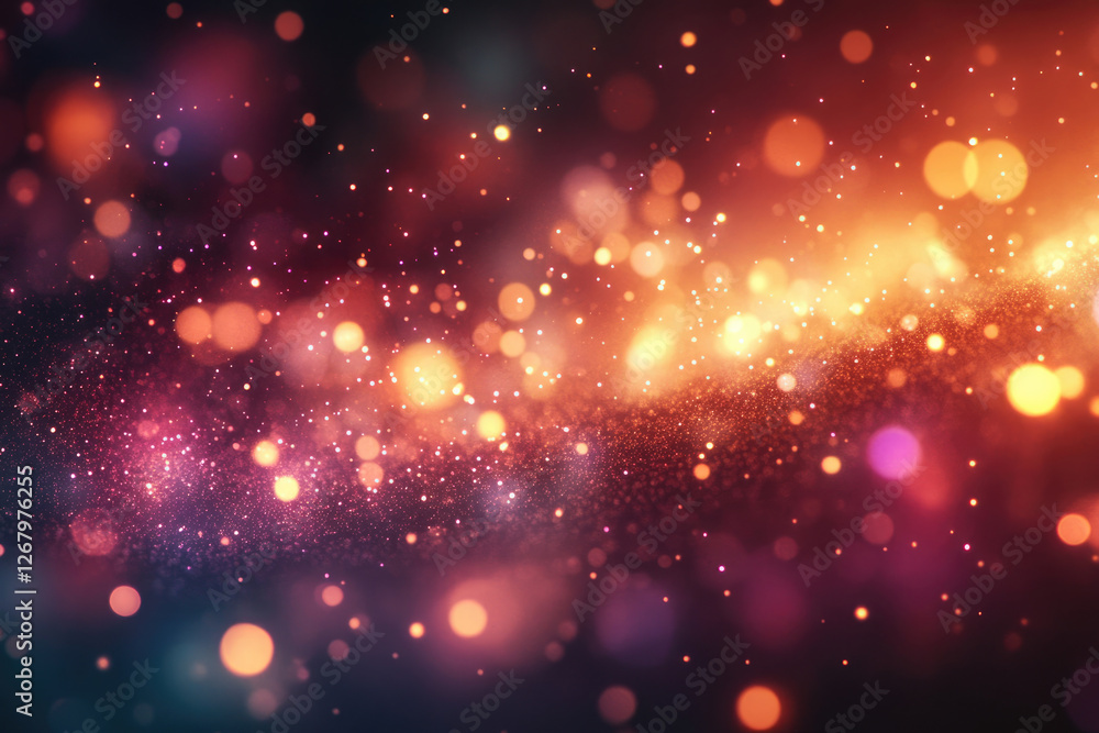 Aufkleber Abstract background with warm-toned bokeh and sparkling glitter, creating a magical and festive atmosphere.