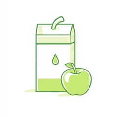 Apple juice box, healthy drink, white background, simple illustration, food packaging