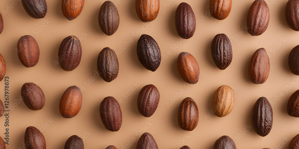 Poster cocoa pod pattern: rows of cocoa pods in varying shades of brown create a pleasing, organic pattern 